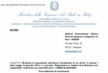 Risposta ricevuta dal ministero